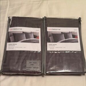 Set of 2 Liz Claiborne Grey Euro Shams
